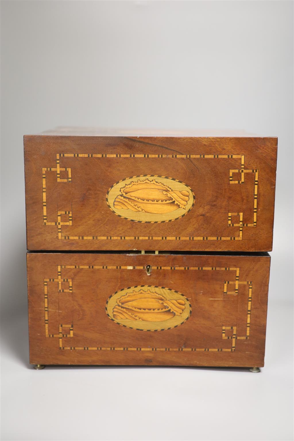 A Victorian inlaid mahogany decanter box, height 29cm